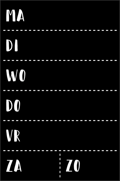 Weekplanner krijtbord deursticker