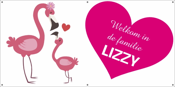 Welkom flamingo spandoek