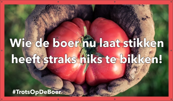 Wie de boer nu laat stikken spandoek