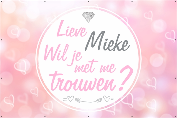 Wil je met me trouwen spandoek roze