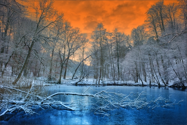 Zonsondergang Winter Tuindoek