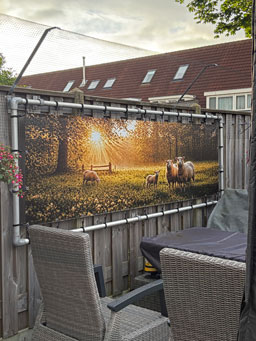Tuindoek met schapen in de wei