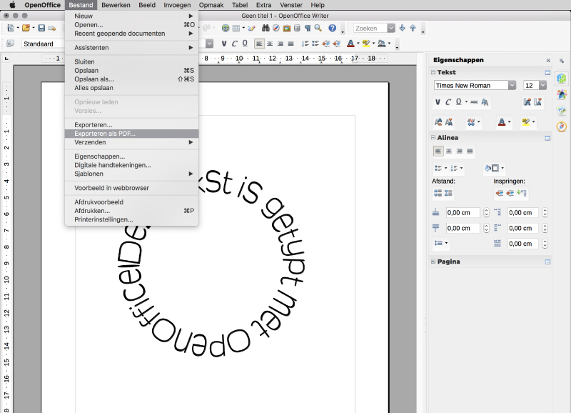exporteren pdf openoffice