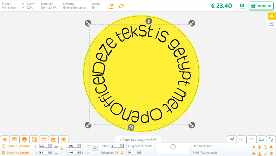 sticker ronde tekst