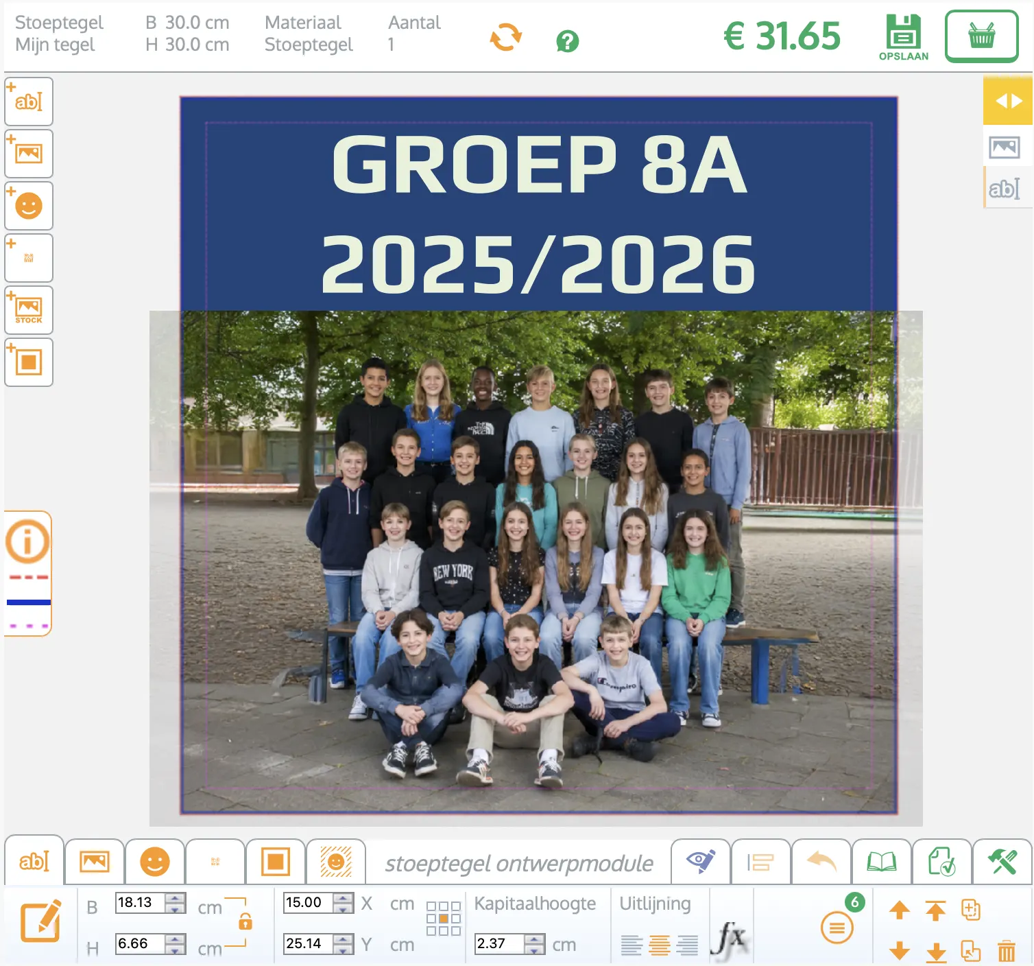Stoeptegel opdruk met groepsfoto