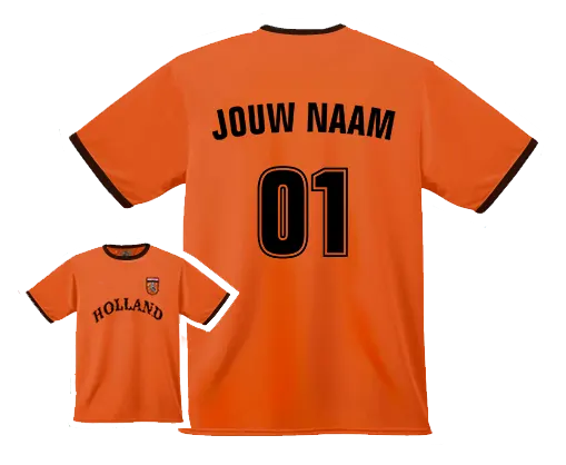 Mooi T-Shirt, 100% katoen, aan voorzijde bedrukt met gevlekte tekst HOLLAND en geborduurd LEEUW logo