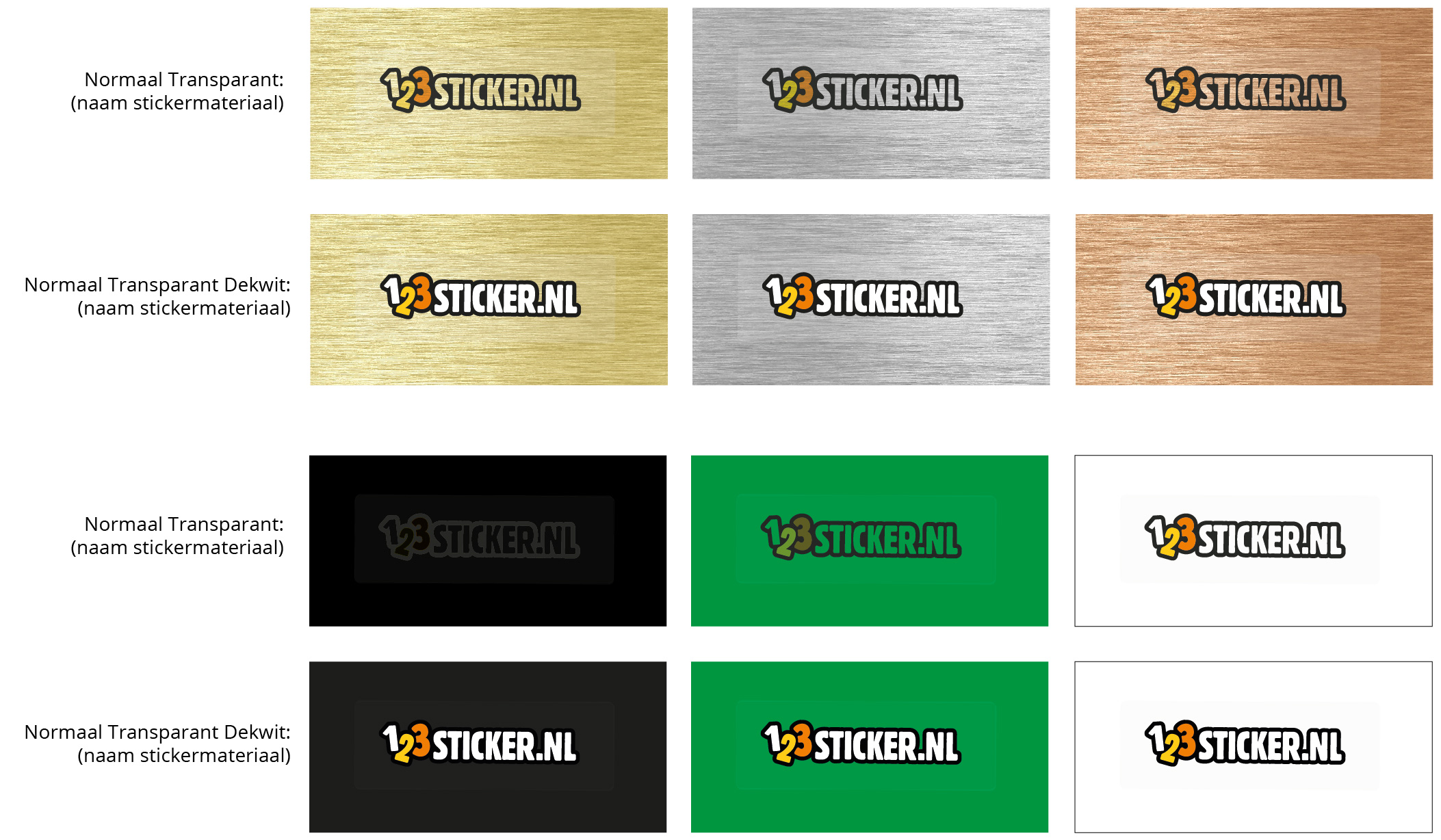Voorbeelden van dekwit stickers