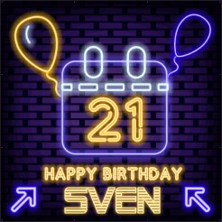 21! Happy Birthday Neon