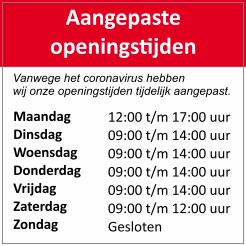 Aangepaste openings tijden