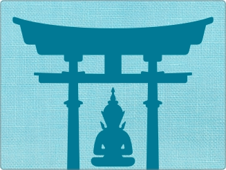 Blauw Buddha sticker 15 inch