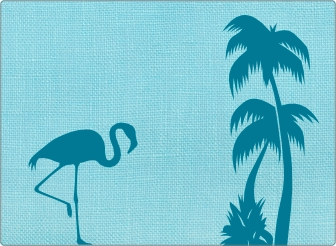 Blauw linnen tropisch 17 inch