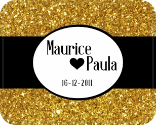 Bruiloft sticker goud glitter
