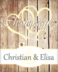 Champagne etiket bruiloft hout