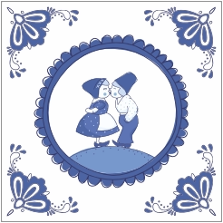Delfts blauw tegeltje - Kuspaar