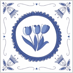 Delfts blauw tegeltje - Tulpen