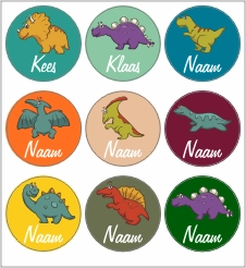 Dino stickervel namen