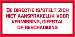 Directie niet aansprakelijk sticker