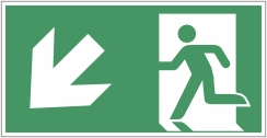 E001 Nooduitgang linksaf naar beneden