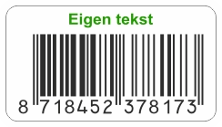 EAN code sticker met eigen tekst