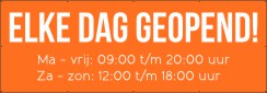 Elke dag geopend spandoek
