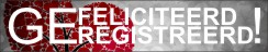 Gefeliciteerd geregistreerd spandoek