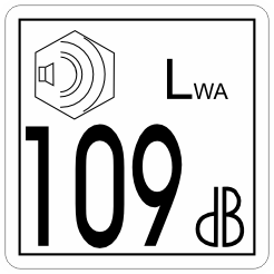 Geluidsvermogenniveau sticker