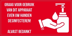 Graag handen desinfecteren