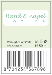 Handlotion voorbeeld sticker met EAN