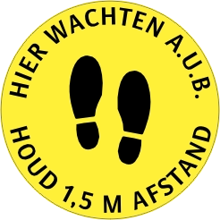 Hier wachten aub - houd 1,5m afstand