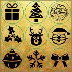 Kerst stickervel goud