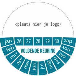 Keurings sticker blauw eigen logo 2022