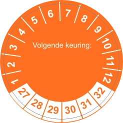 Keuringssticker 2027 tot 2032 oranje