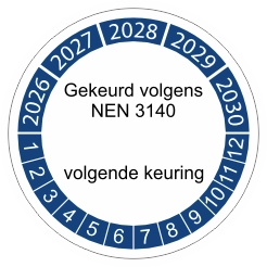keuringssticker blauw 3cm 2022 nen 3140