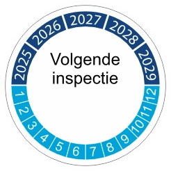 keuringssticker blauw 3cm 2025 volgende inspectie