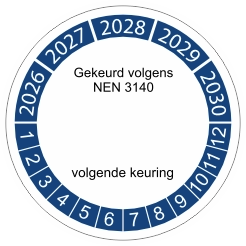 keuringssticker blauw 4cm 2022 nen 3140