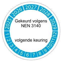 keuringssticker blauw NEN 3140 3cm 2027