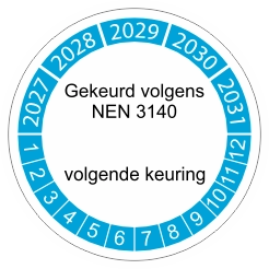 keuringssticker blauw NEN 3140 3cm 2027