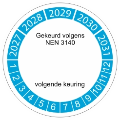 keuringssticker blauw NEN 3140 4cm 2027