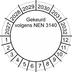 keuringssticker 2027 gekeurd volgens nen 3140