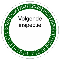 keuringssticker groen 4cm 2027 volgende inspectie