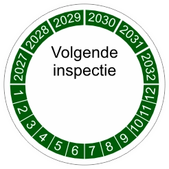 keuringssticker groen 4cm 2027 volgende inspectie