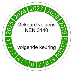 keuringssticker groen NEN 3140 2027 3cm
