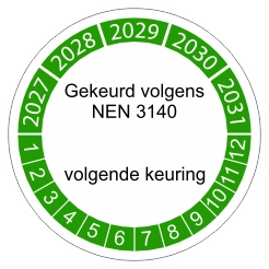 keuringssticker groen NEN 3140 2027 3cm