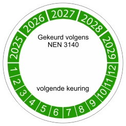 keuringssticker groen NEN 3140 2027 4cm