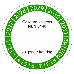 keuringssticker groen NEN 3140 2027 4cm
