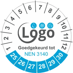 Keuringssticker logo voorbeeld
