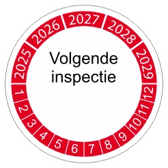 keuringssticker 2027 rood 3cm volgende inspectie