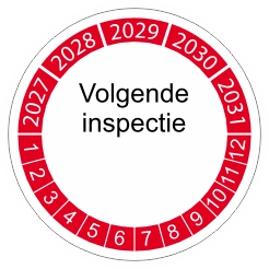 keuringssticker 2027 rood 3cm volgende inspectie
