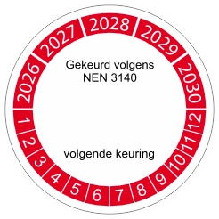 keuringssticker rood 4cm 2022 nen 3140