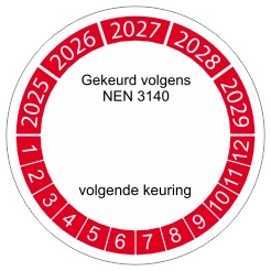 Keuringssticker 2027 rood NEN 3140 4cm